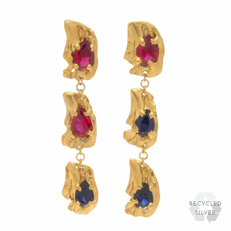 Earrings Loveness Lee | Zuciya Ruby Sapphire Recycled Silver Earrings