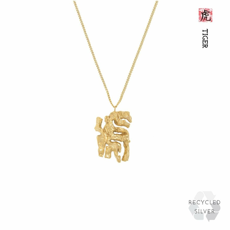 Necklaces Loveness Lee | Tiger Chinese Zodiac Recycled Silver Necklace