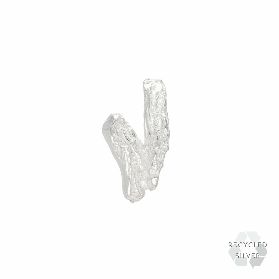 Earrings Loveness Lee | V Alphabet Recycled Silver Stud Earring