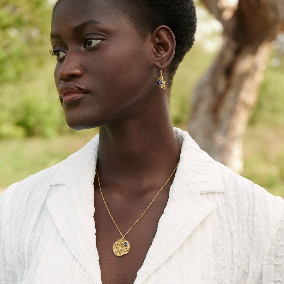 Necklaces Loveness Lee | Maitake Sapphire Recycled Silver Medallion Necklace