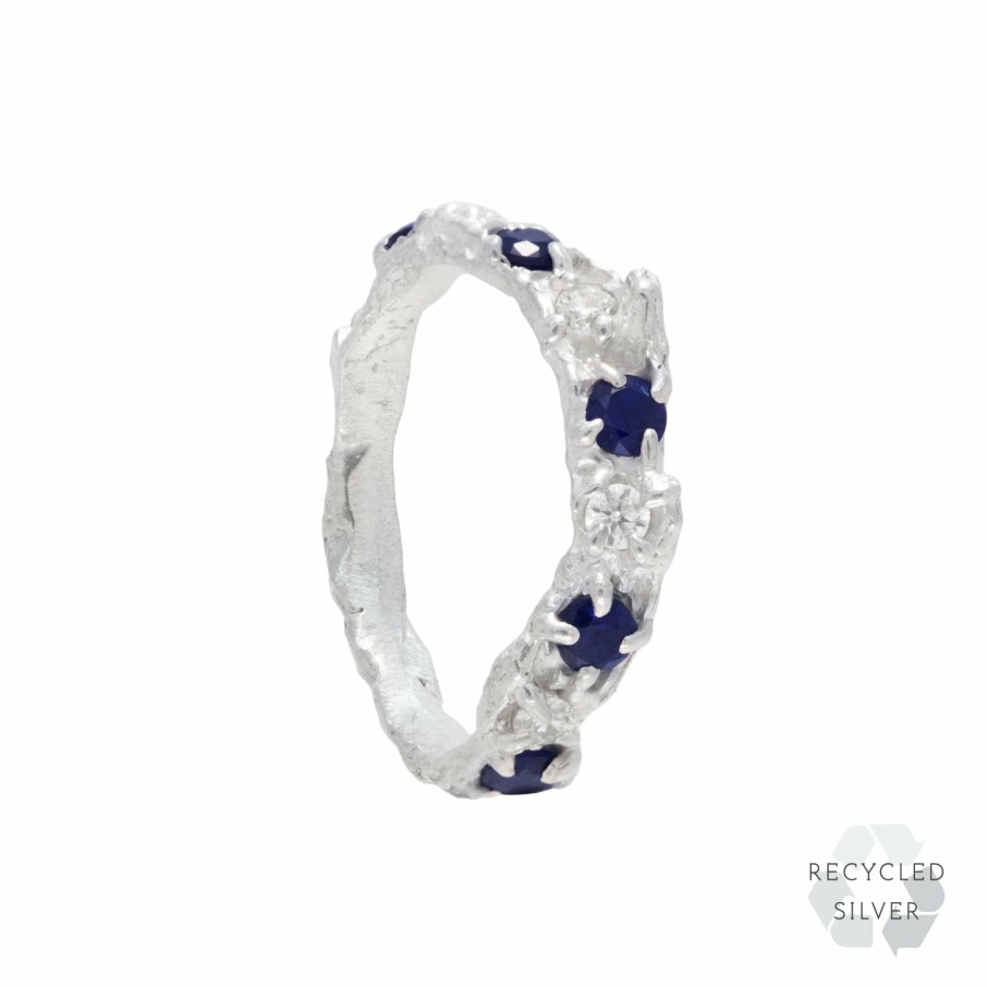 Rings Loveness Lee | Alba Sapphire Moissanite Argenti Recycled Silver Ring