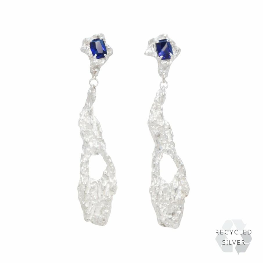 Earrings Loveness Lee | Ceciliae Sapphire Argenti Recycled Silver Earrings