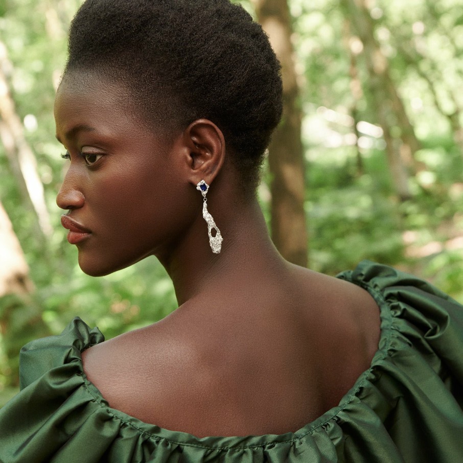 Earrings Loveness Lee | Ceciliae Sapphire Argenti Recycled Silver Earrings