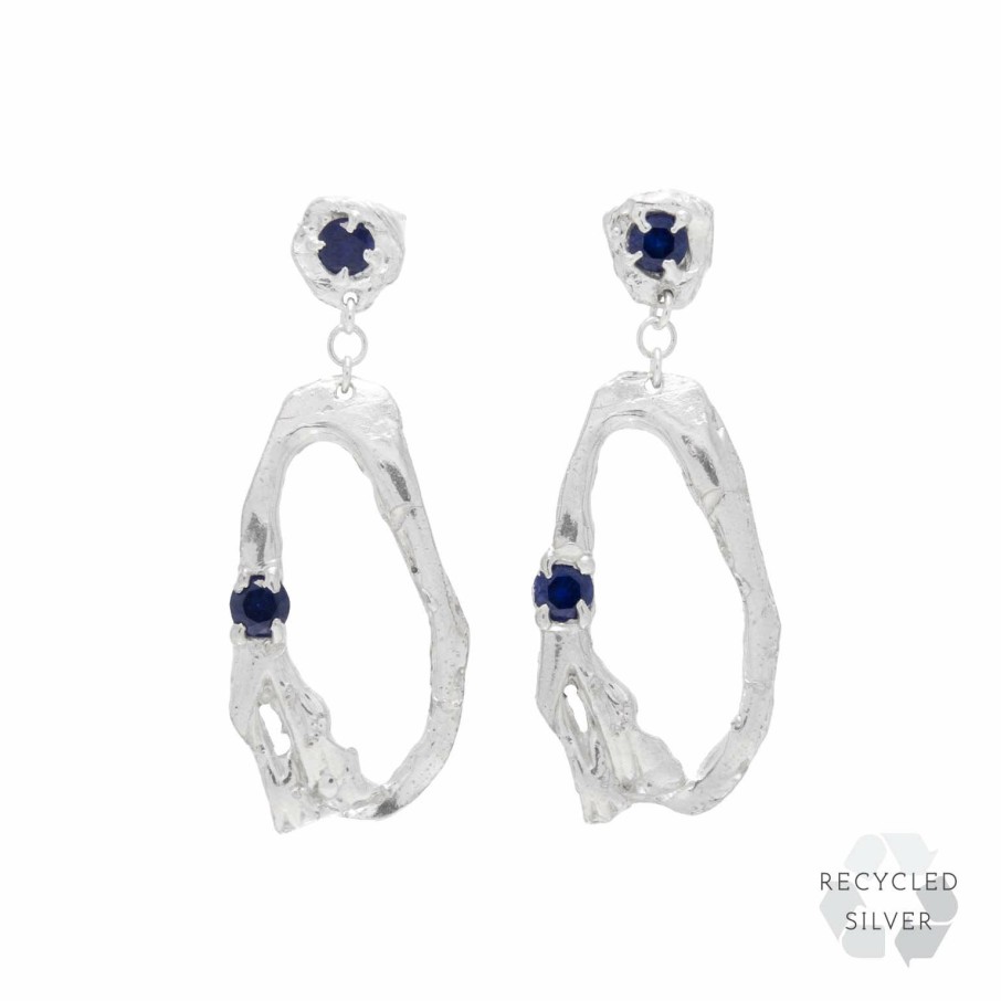 Earrings Loveness Lee | Davata Sapphire Argenti Recycled Silver Earrings