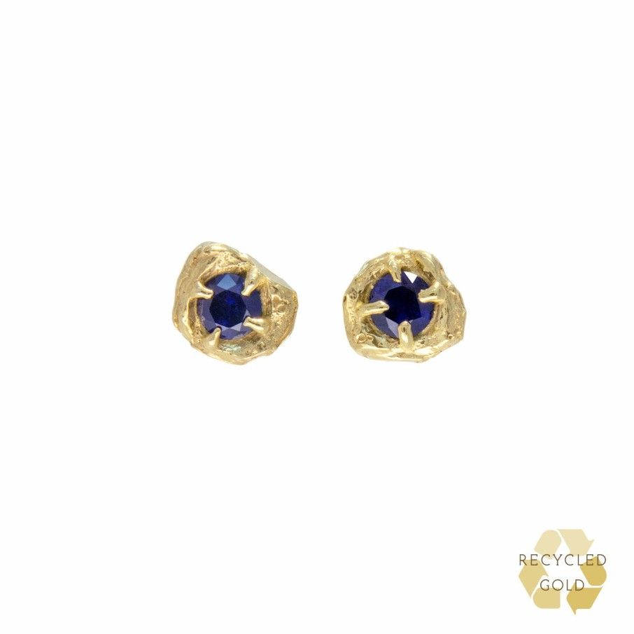 Earrings Loveness Lee | Nima Sapphire Recycled Gold Earrings