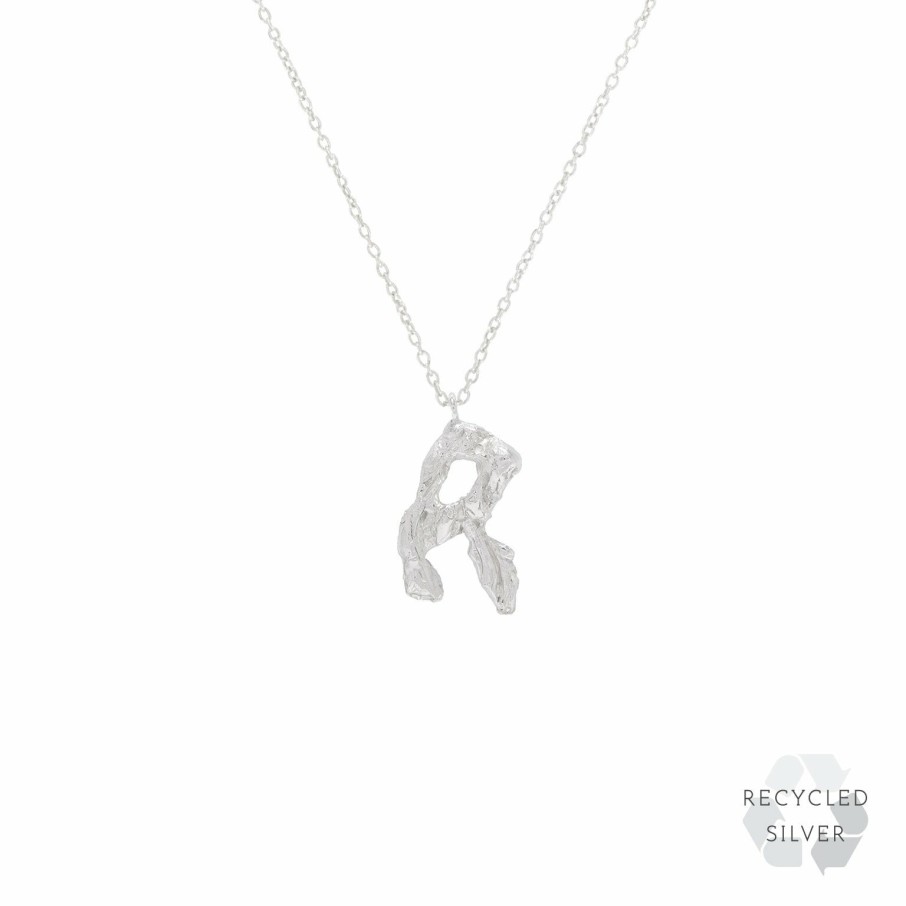 Necklaces Loveness Lee | R Alphabet Recycled Silver Necklace