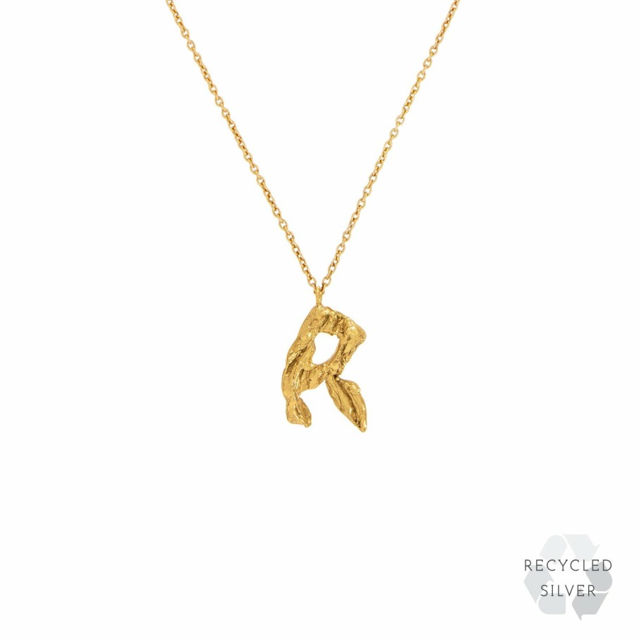 Necklaces Loveness Lee | R Alphabet Recycled Silver Necklace