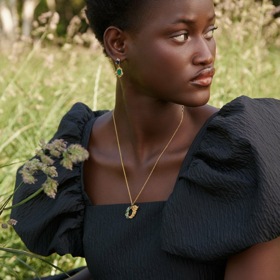 Necklaces Loveness Lee | Sieni Sapphire Emerald Recycled Silver Necklace