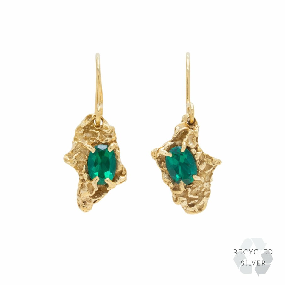 Earrings Loveness Lee | Naoko Emerald Recycled Silver Earrings