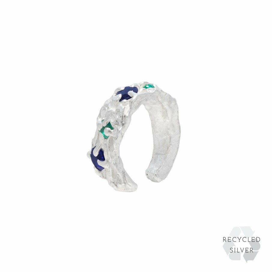 Earrings Loveness Lee | Nita Sapphire Emerald Argenti Recycled Silver Cuff