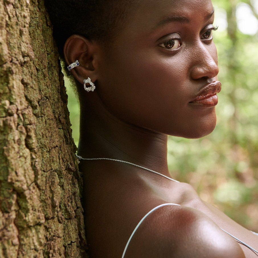 Earrings Loveness Lee | Nita Sapphire Emerald Argenti Recycled Silver Cuff