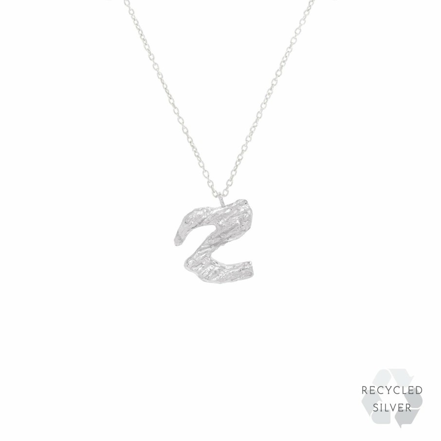 Necklaces Loveness Lee | Z Alphabet Recycled Silver Necklace