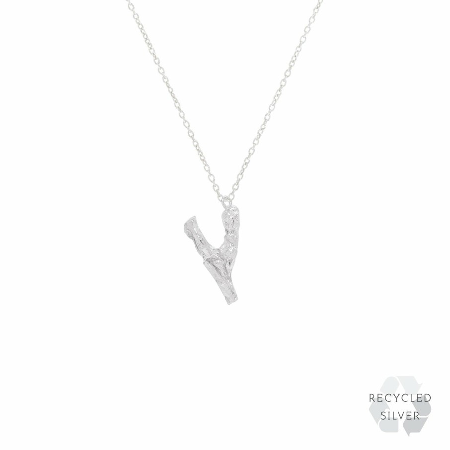 Necklaces Loveness Lee | Y Alphabet Recycled Silver Necklace