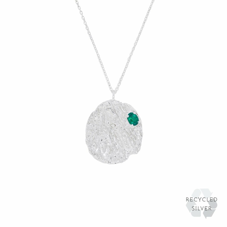 Necklaces Loveness Lee | Maitake Emerald Argenti Recycled Silver Medallion Necklace